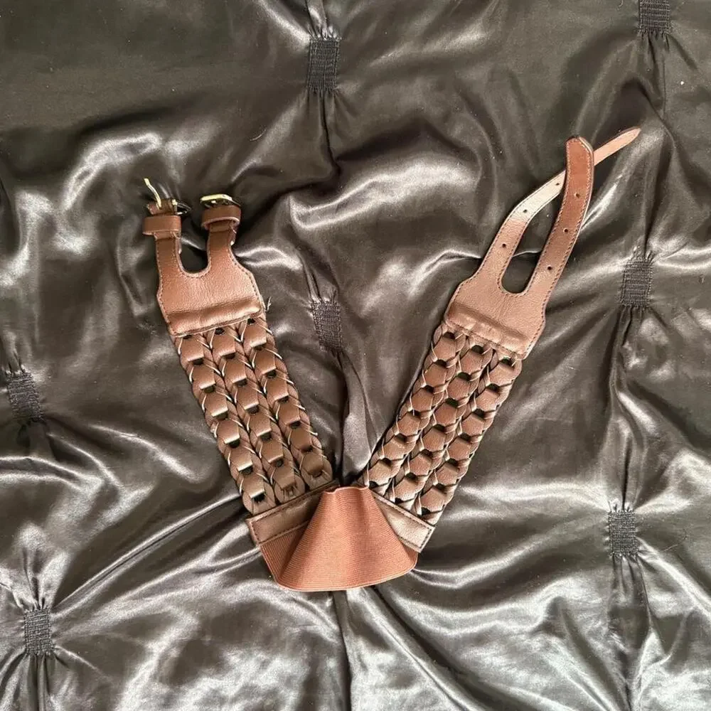 Brown leather waist belt